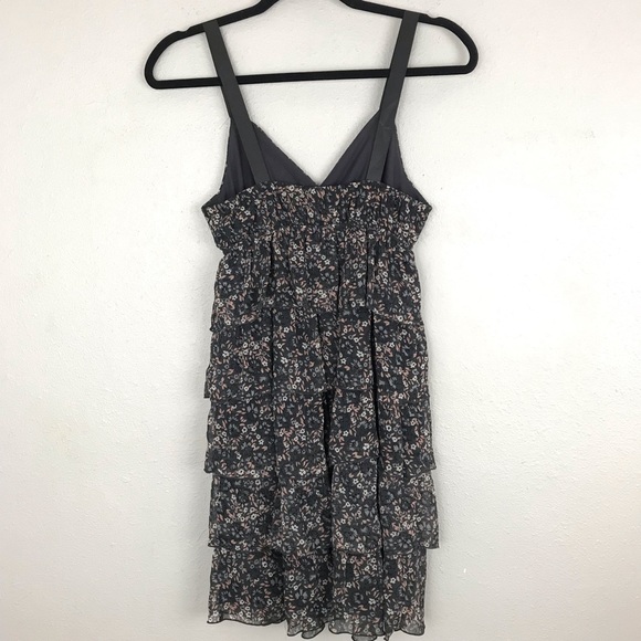 Old Navy Ruffle Floral Dress Ribbon Straps XS Gray Multi Color Flower Print - Picture 3 of 7